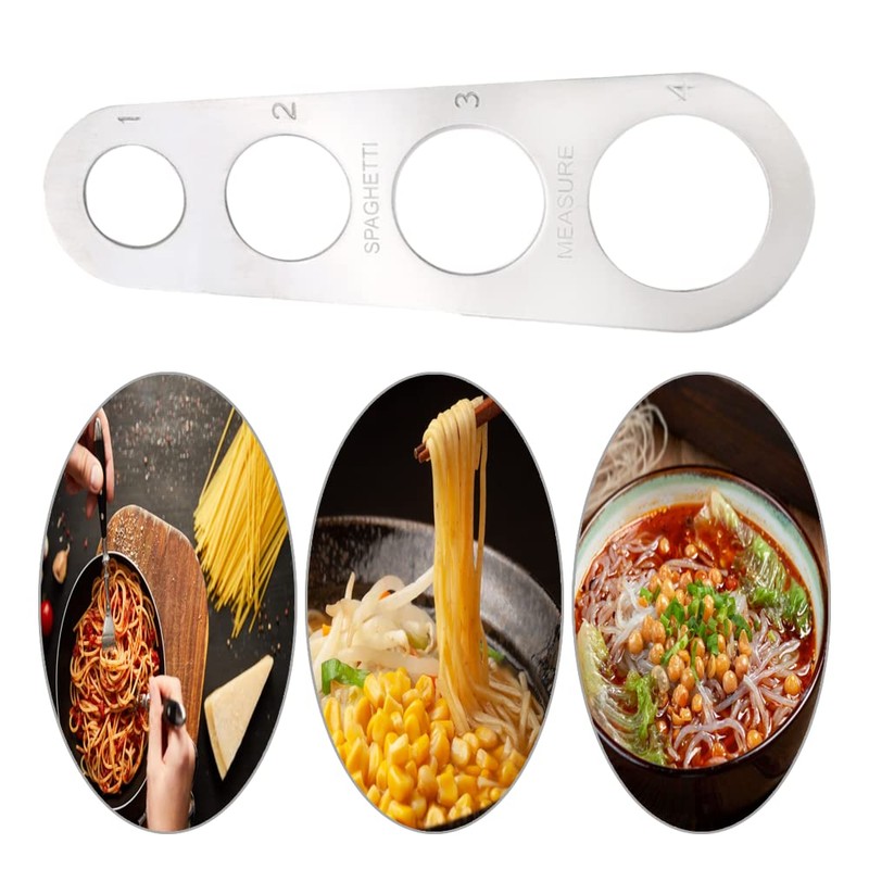 Lmyzcbzl 4-Holes Stainless Steel Spaghetti Measurer, Spaghetti Measuring Ruler, Stainless