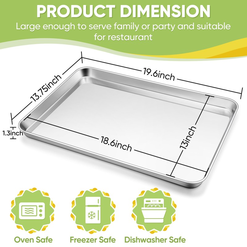 TeamFar Stainless Steel Baking Sheet, 20’’ x 14’’ Large Baking