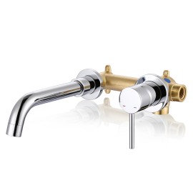 Oil Rubbed Bronze Bathroom Faucet Cold Hot Water Tap Wall Tap Single Handle Faucet for Bathroom Sink,Wall Mount Bathroom FaucetColor: Chrome, Surface Finishing: Polished