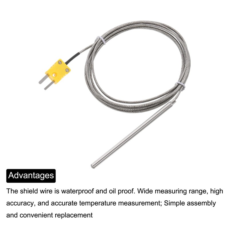 sourcing map 2pcs K Type Thermocouple with Plug, Meter Temperature