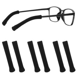 CIATBYYJ 3 Pairs Soft Glasses Ear Cushion, Knitting Cotton Temple Tips Sleeves for Eyeglasses Arm, Anti-Slip Eye Glasses Ear Grippers, Black Elastic Glassess Accessories for Comfort