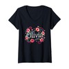Womens Olivia Floral Name Design for Women V-Neck T-Shirt