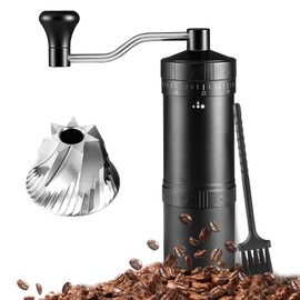 Manual Coffee Grinder-7 Star Stainless Steel Burr Capacity 25g, External Adjustable Setting Portable Hand Coffee Grinder for Camping,All Aluminum Alloy Body Coffee Grinder Manual for Espresso