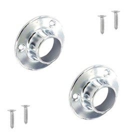 2 x Wardrobe Rail 25mm Round Tube End Sockets in Polished Chrome