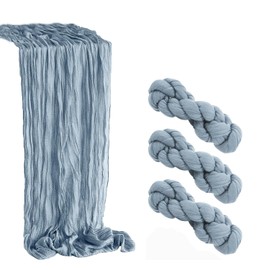 3 Pack Cheesecloth Table Runner, Table Decor Romantic Wedding Runner Gauze Table Runner for Baby Shower Bridal Shower Wedding Birthday Party Table Decor (Dusty Blue (90x300cm))