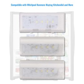 Refrigerator LED Light Set with Tapered Lens and Bezel Fit for Kenmore Whirlpool Maytag KitchenAid, 1 Pc W10515058 and 2 Pcs W10515057, Replace WPW10515058 PS11755867 AP6022534 Light Bulb