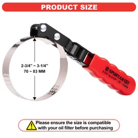 Spurtar Extra Small Oil Filter Wrench, Swivel Oil Filter Removal Tool, Fits Filters 2-3/4" to 3-1/4" (70-83mm) for 4S Shop Auto Repair Mechanic DIY Generator Small Engine