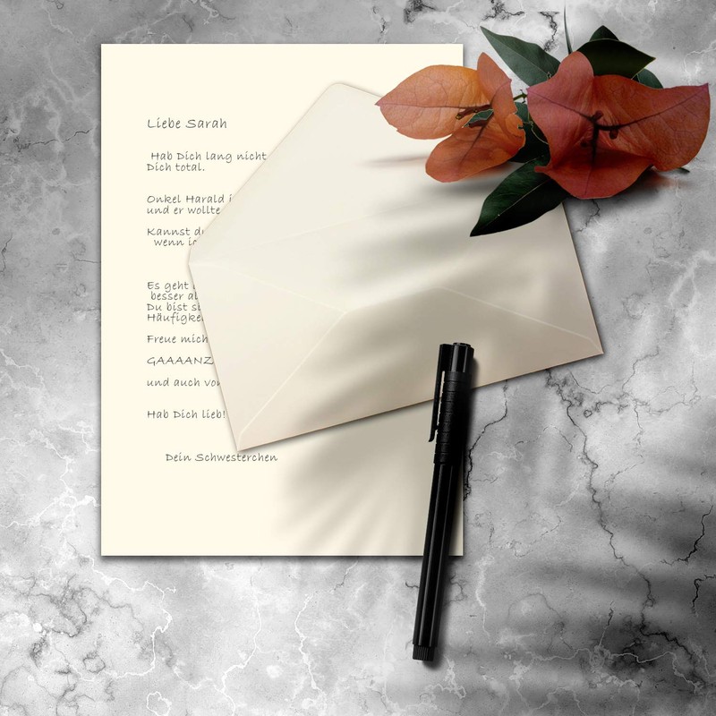 A4 Writing Paper Sets with DIN Long Envelopes, Wet Seal,