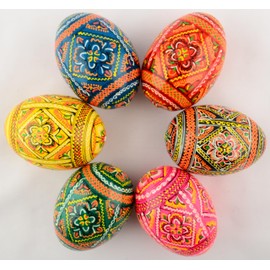 Easter Painted Eggs Wooden Ukrainian Pysanky Pysanka. Polish Pisanki. Czech Kraslice. Set of 6