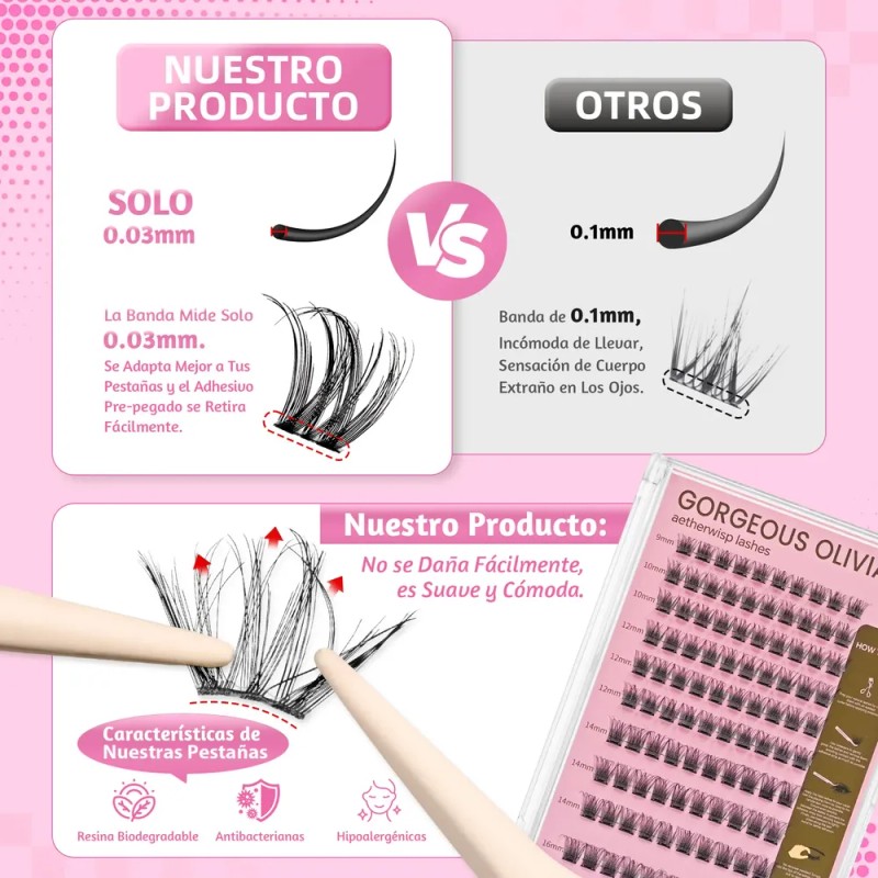 88 Piezas Pestañas Adhesivas Con Cinta Autoadhesiva