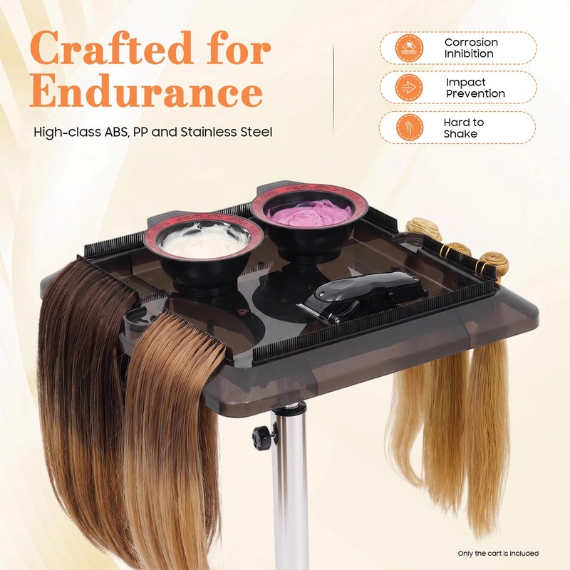 Hair Extension Tool Tray Trolley Cart, Height Adjustable w/RemovableTray