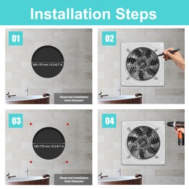 MEKOTRIN 6 Inch Exhaust Fan, Kitchen Exhaust Fan With Switch 60Hz 7 Blades Iron, 350 CFM Window Exhaust Fan, Small Wall Mounted Ventilation Fan for Attic, Greenhouse, Bathroom, Basement(White, 40W)