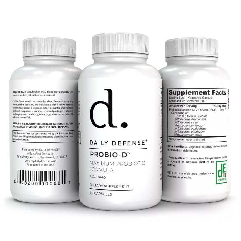 Daily Defense PROBIO-D Probiotics for Women and Men Gut Health
