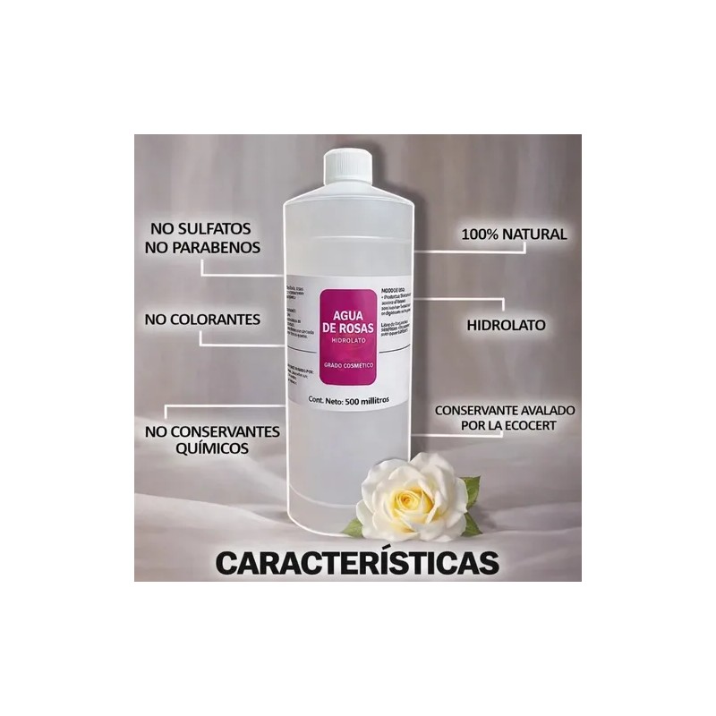 Agua De Rosas Grado Cosmetico Tonico Facial 500ml