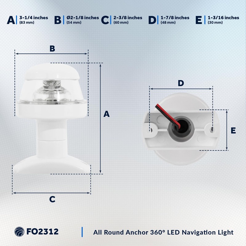 Five Oceans Anchor Light - 12V DC Stern Navigation Light,