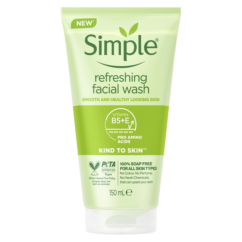 Simple, Gel de Limpieza Facial Refrescante, Piel Sensible 150 ml