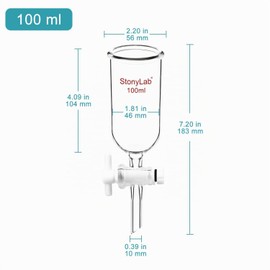 stonylab 100ml Borosilicate Glass Burette Drip Funnel with PTFE Tap for Laboratory and Home