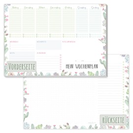 Häfft Trendstuff Weekly Planner / A4 Pad in Rainbow Colours / Without Fixed Date / 50-Sheet Organiser with To Do List and Shopping List / Large Box for Notes and Much More / Carbon Neutral and Sustainable [German Language]