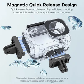 REYGEAK Waterproof Case for Osmo Action 5 Pro/Action4/3, 40M Diving Protective Case for DJI Osmo Action 4/3 Action 5/4/3 Magnetic Adapter Holder, Anti-Fog Film