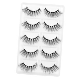 Baluue 5 Pair of Luxury False Eyelashes Long Thick 3d Fiber Lashes for Women Makeup Accessories Black