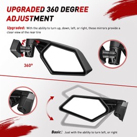 Frokom X3 Side Mirrors, Upgraded Maverick X3 Side Mirrors Compatible with 2017 2018 2019 2020 2021 2022 2023 Can Am Maverick X3 Max XRS XDS Turbo R RR with 360 Degree Adjustment