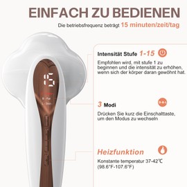 Massager Massage Anti Cellulite Hand Massager with 3 Modes and 15 Intensity Levels, Has 6 Massage Heads with Larger Areas for Abdomen, Waist, Arms, Legs, Buttocks and Back Massage