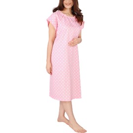 Utopia Care Women's Hospital Gown Soft Comfortable and Stylish Patient Gown, Small-Medium, Polkadots Pink