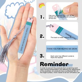 AmazingSpark 12 Pcs Back to School Bookmarks Gifts Acrylic Pencil Creative Book Marks with Tassel Teacher Appreciation Gifts Theme for Women Teacher(Neutral)