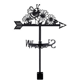 SUPERDANT Bee Weather Vane Bee and Flower Weathervanes Black Metal Wind Vanes Animal Weather Vanes Weathervane Garden Ornament for Farmhouse Garden Outdoor Yard Roof Shed Paddock Decoration