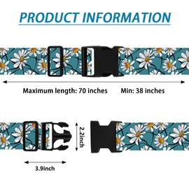 White Daisy Luggage Straps for Suitcases TSA Approved, Luggage Identifiers for Suitcase, Adjustable Suitcase Strap for Baggage Security with Cute Patten, Travel Necessary Accessories (2 Pack)