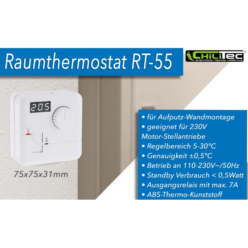 Socket Thermostat, Max. 3500 W, On/Off/Auto, 230 V for Heating