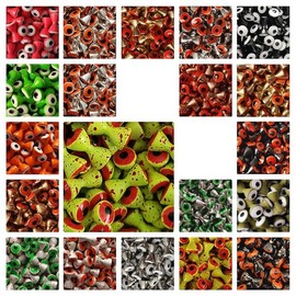 Temorah - 40 piezas en total, surtido de 20 colores, 3 tamaños, doble pupila de latón para atar moscas (surtido de 40 piezas, pequeño - 3,2 mm)