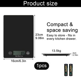 Digital Kitchen Scale, Waterproof Kitchen Scale, Baking Scale, Household Scale, Digital Kitchen Scale, Up to 5 kg Scales Kitchen Scales with LCD Display, High Precision Scales with Tare Function