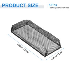 sourcing map 5Pcs Floor Vent Filter Screen, 4x8 Inch Floor Register Cover Trap Floor Vent Screen Net Cover for Home Air Vent Filter Mesh Keeps Debris Out, Black