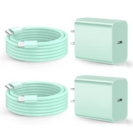 Dayaoncy Compatible with USB A Charger Fast Charging, 20W USB C Wall Charger with 3Pack 10FT USB C Cable Phone Cable Fast Charging Compatible with Phone 14/13/12/12 Pro Max/11 Green