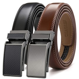 CHAOREN Mens Dress Belt Leather 2 Pack - Mens Ratchet Belt for Dress Shirt and Pants Every Occasion (32mm)
