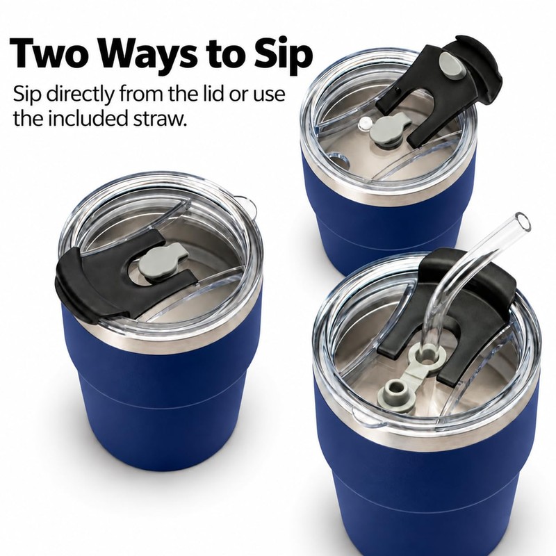 16 oz Stainless Steel Insulated Tumbler with Straw and Lid,