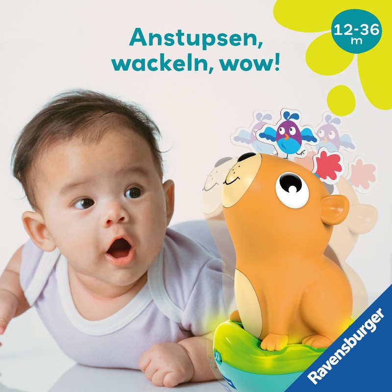 Ravensburger Play+ 4874 Musical Standing Up Spinning Top: Capybara, Roly-Poly,
