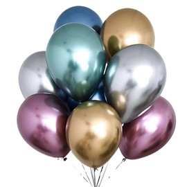 EZONEDEAL 50 Pcs Metallic Balloons, Colorful Party Balloons, Chrome Metallic Helium Balloons For Birthday Party Decoration, Wedding Birthday, Baby Shower, Christmas Party (MultiColor, 10 Inch)
