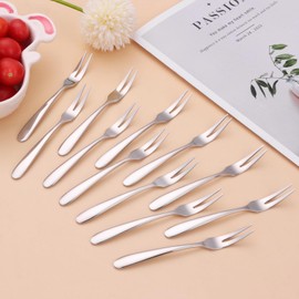 Mafier 5.51in Mini Cute Dessert Fruit Forks for Charcuterie board SUS304 Stainless Steel Appetizers,Cheese,Mini Sausages,Olives,Pickles,Cocktail Small Tiny Forks,Dishwasher Safe(Silver,Set of 12)
