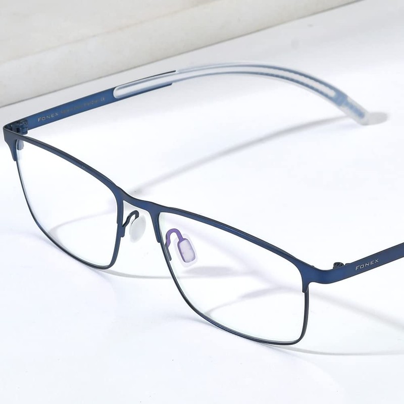 FONEX Titanium Glasses Frame,Men Square Myopia Optical Eyeglass Frame 8521