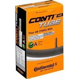 Continental Fahrrad Schlauch Tour 28 Slim // 28x1,10-1 3/8´´, Ausführung:AV 40 mm, schwarz
