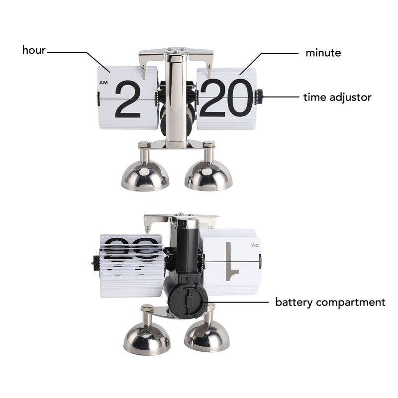 Retro Digital Flip Down Clock Flip Desk Clock Mechanical Battery
