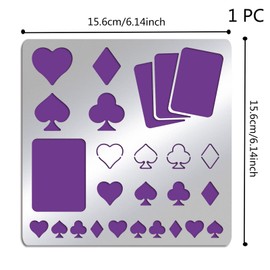 FINGERINSPIRE Playing Cards Metal Stencils 6 Inch Square Scrapbooking Drawing Stencils Stainless Steel Heart, Spade, Club, Diamond Pattern Painting Stencils for Engraving, Pyrography, Journal