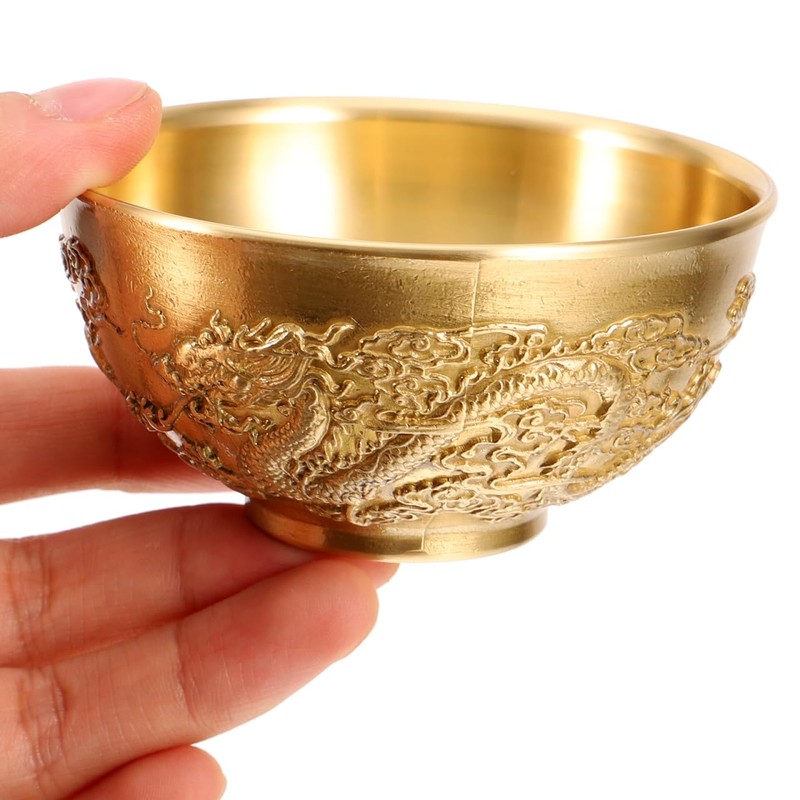 VOSAREA Brass Treasure Bowl Gold Decorative Tray Mixing Bowls Plate