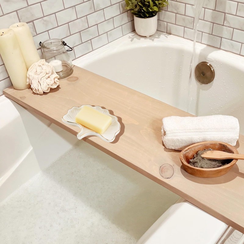 YoHyien Ceramic Soap Dish with Drainage, Ginkgo Leaf Shaped Soap