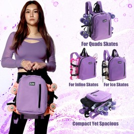 JajaHoho Roller skates bags for Women Men, Lavender Lilac Sports Backpack for Rollerskates, Ice skates, Inline skates, Skate Gear Storage, Durable and Stylish, 11.8 x 9 x 2.8 inches (Purple)