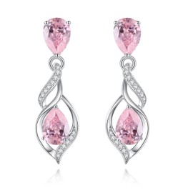 FANCIME Gift for Women October Birthstone Earrings for Women Teardrop Pink Tourmaline Earrings S925 Sterling Silver infinity Love Birthday Gifts for Mom Women