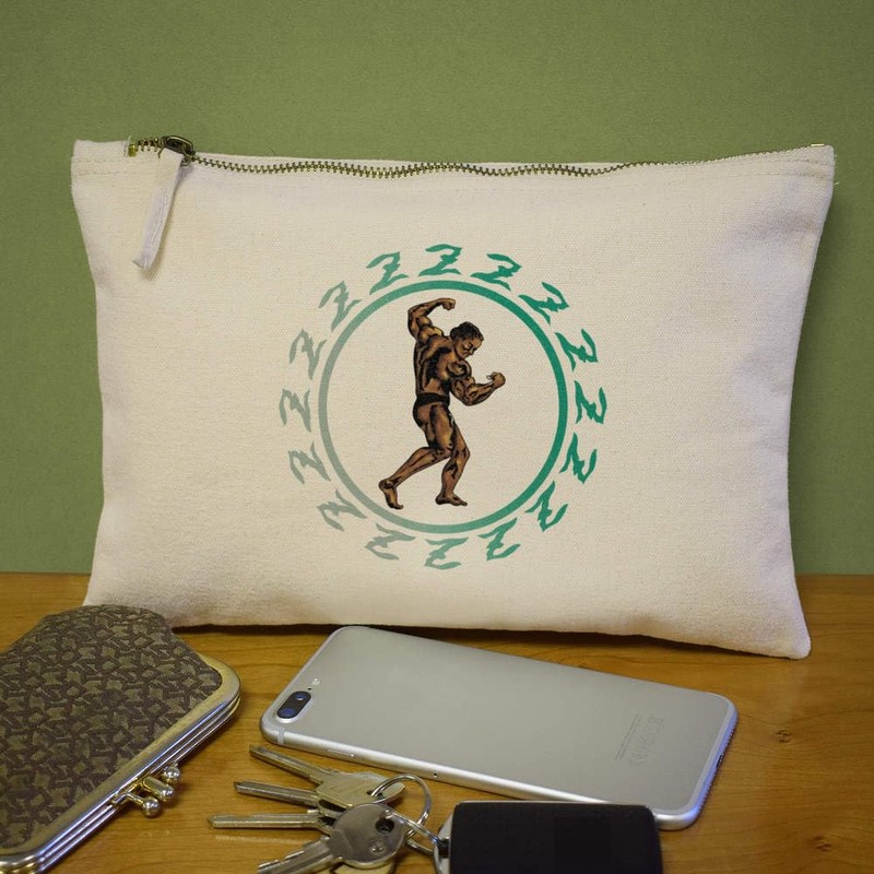 'Muscle Man' Canvas Clutch Bag/Accessory Case (CL00036453)