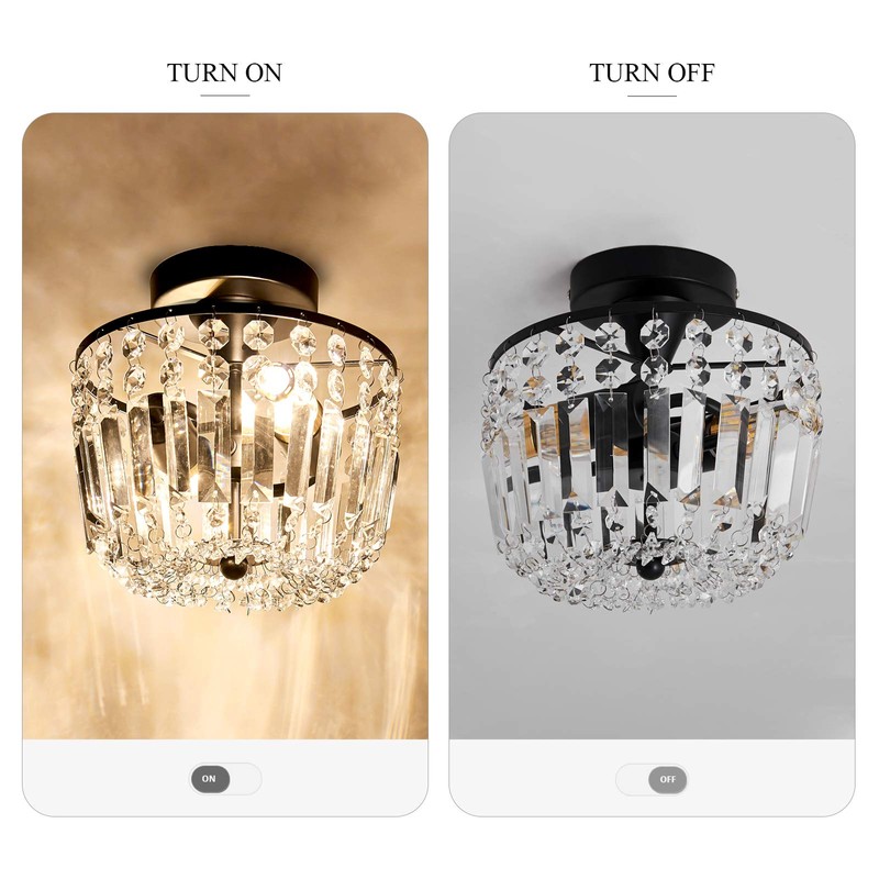 YYJLX Small Crystal Chandelier 2- Lights ，Modern Semi Flush Mount